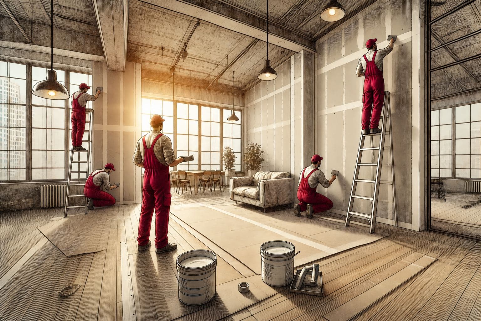 Drywall repair and painting after water damage